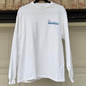 WHITE VINTAGE HANES BEEFY-T "SOVEREIGN" LONG SLEEVE